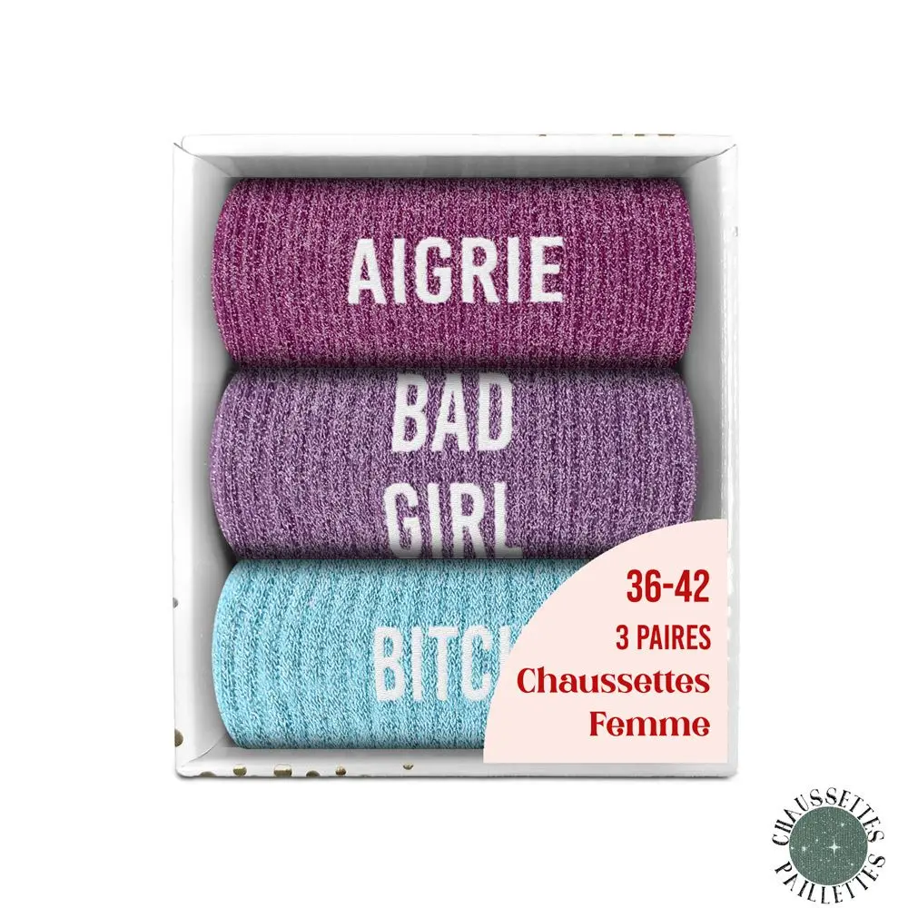 Coffret Trio Chaussettes Paillettes Aigrie