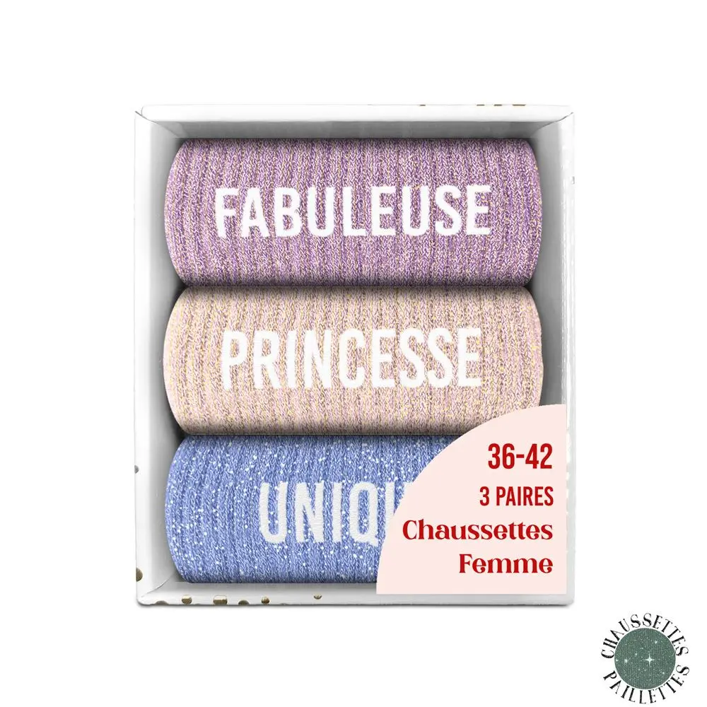 [STC-CD10058V33] Coffret Trio Chaussettes Paillettes Fabuleuse