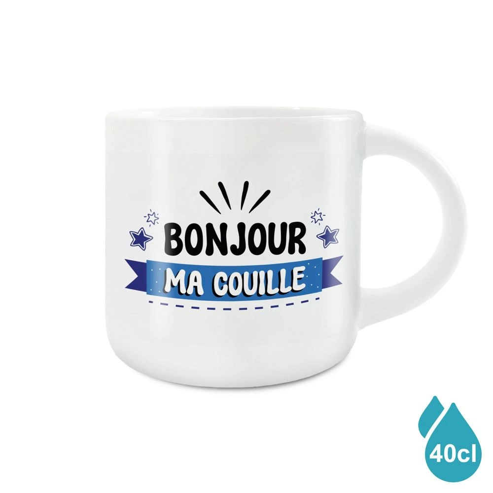 [STC-CD10128V27] Grand Mug Bonjour Ma Couille