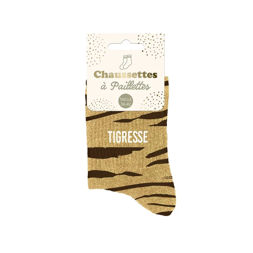 [STC-CD10254V02] Chaussettes Paillettes Tigresse