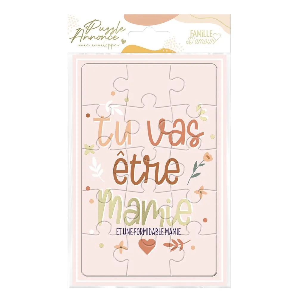 Carte Puzzle Annonce "Etre Mamie"