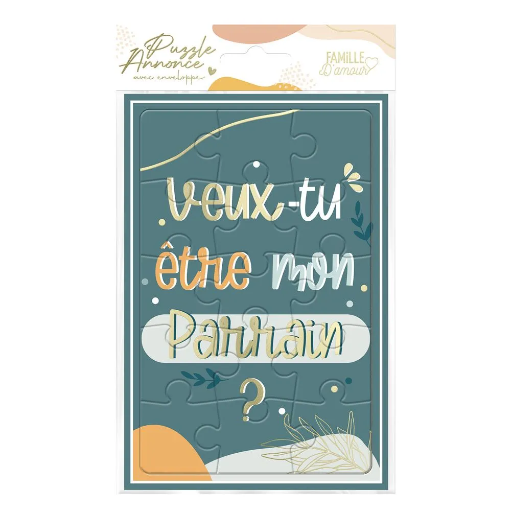 Carte Puzzle Annonce " Etre Mon Parrain"