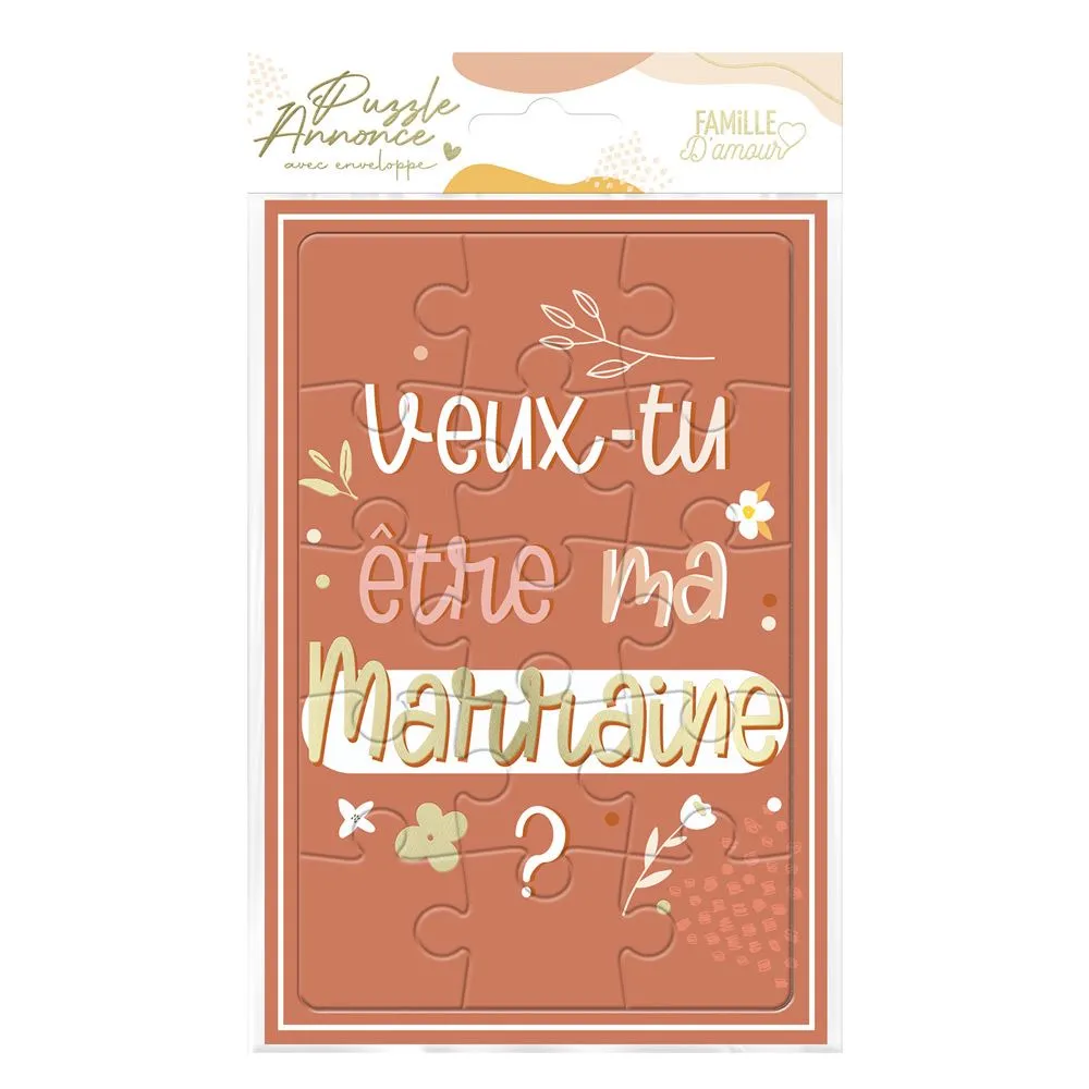Carte Puzzle Annonce "Etre Ma Marraine"