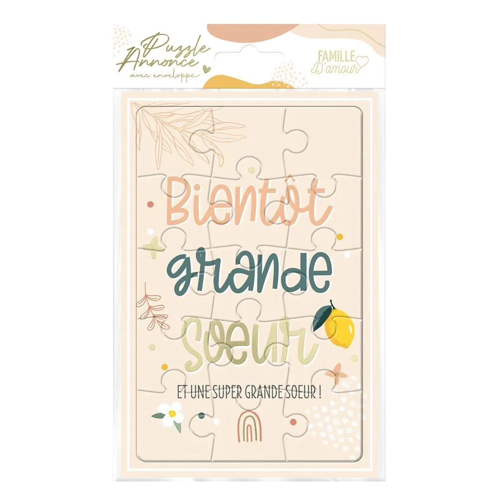 Carte Puzzle Annonce "Grande Soeur"