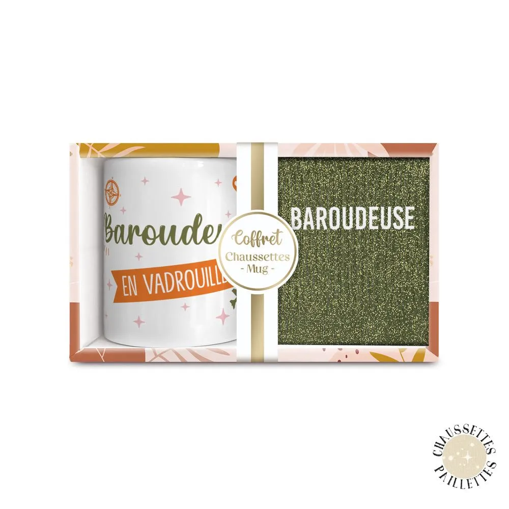 Coffret Mug Chaussettes Paillettes Baroudeuse