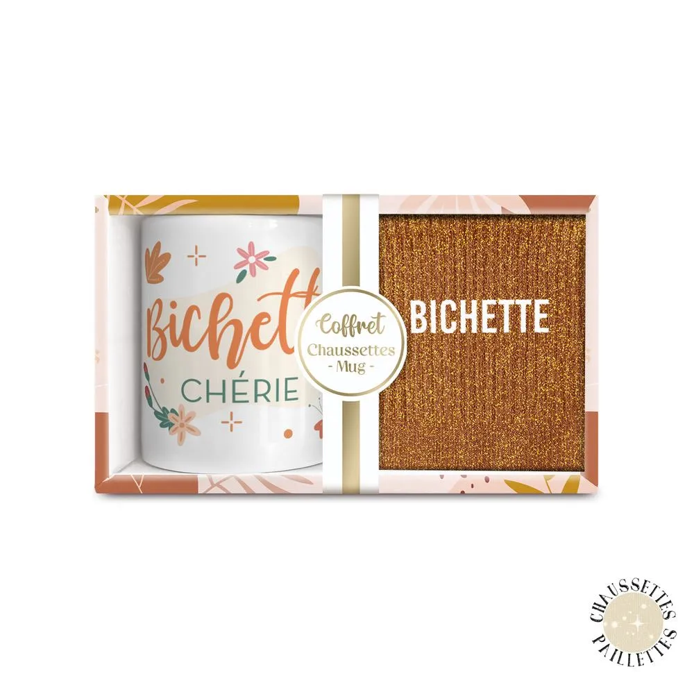 [STC-CD8672V17] Coffret Mug Chaussettes Paillettes Bichette