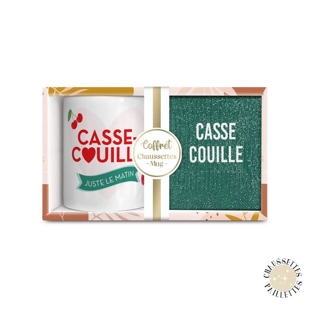 [STC-CD8672V19] Coffret Mug Chaussettes Paillettes Casse Couille