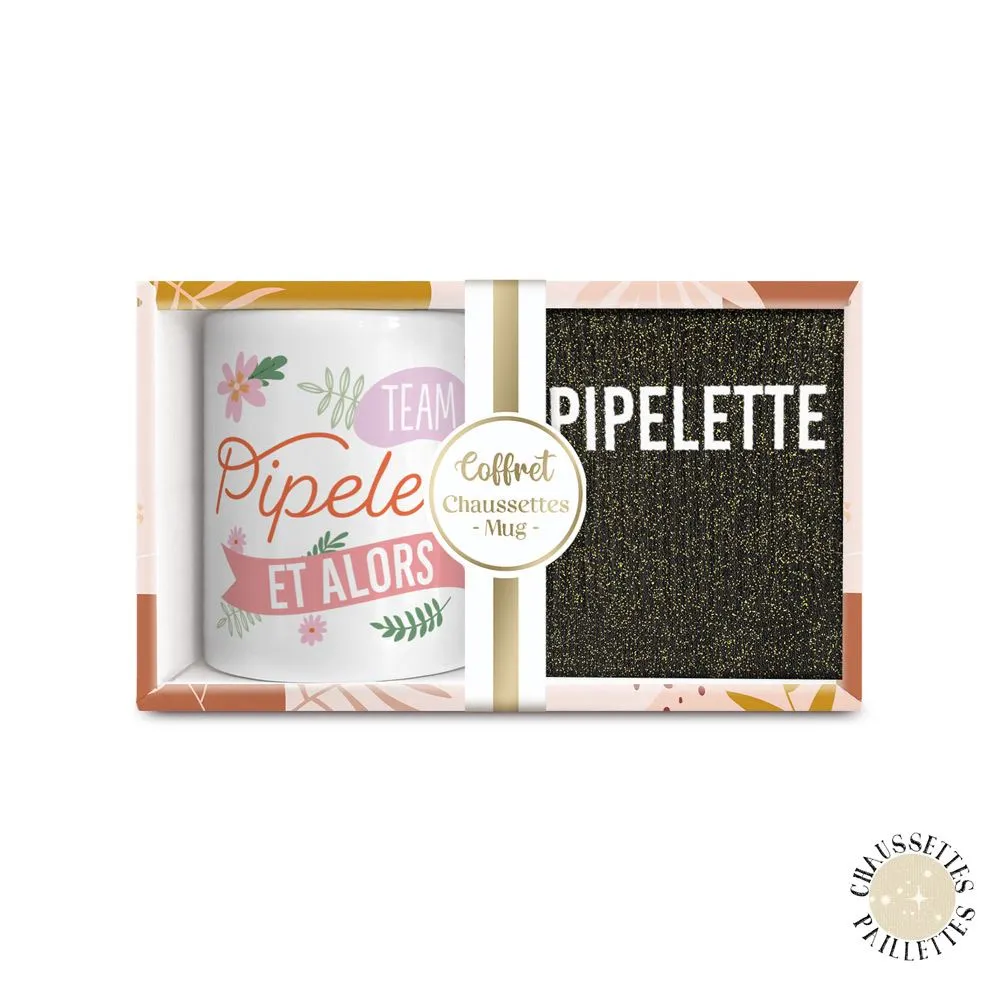 [STC-CD8672V25] Coffret Mug Chaussettes Paillettes Pipelette