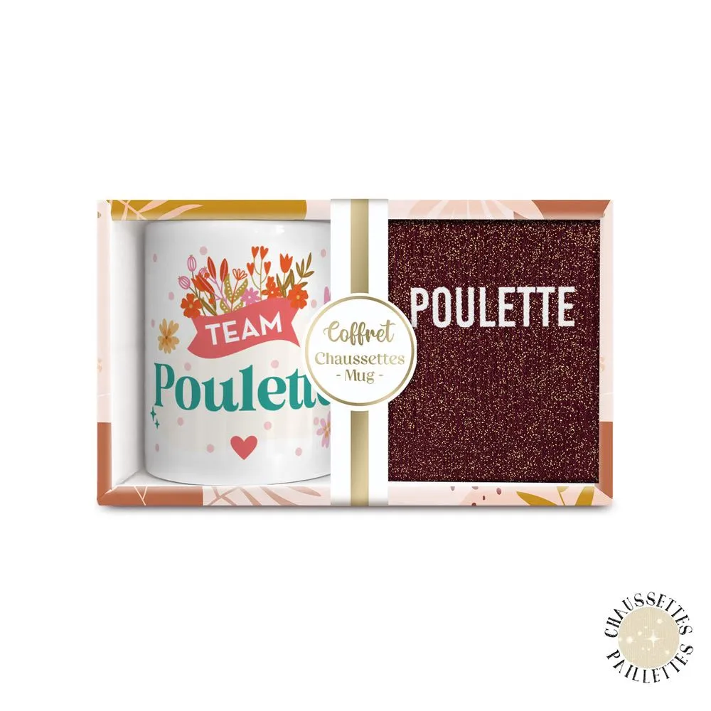Coffret Mug Chaussettes Paillettes Poulette