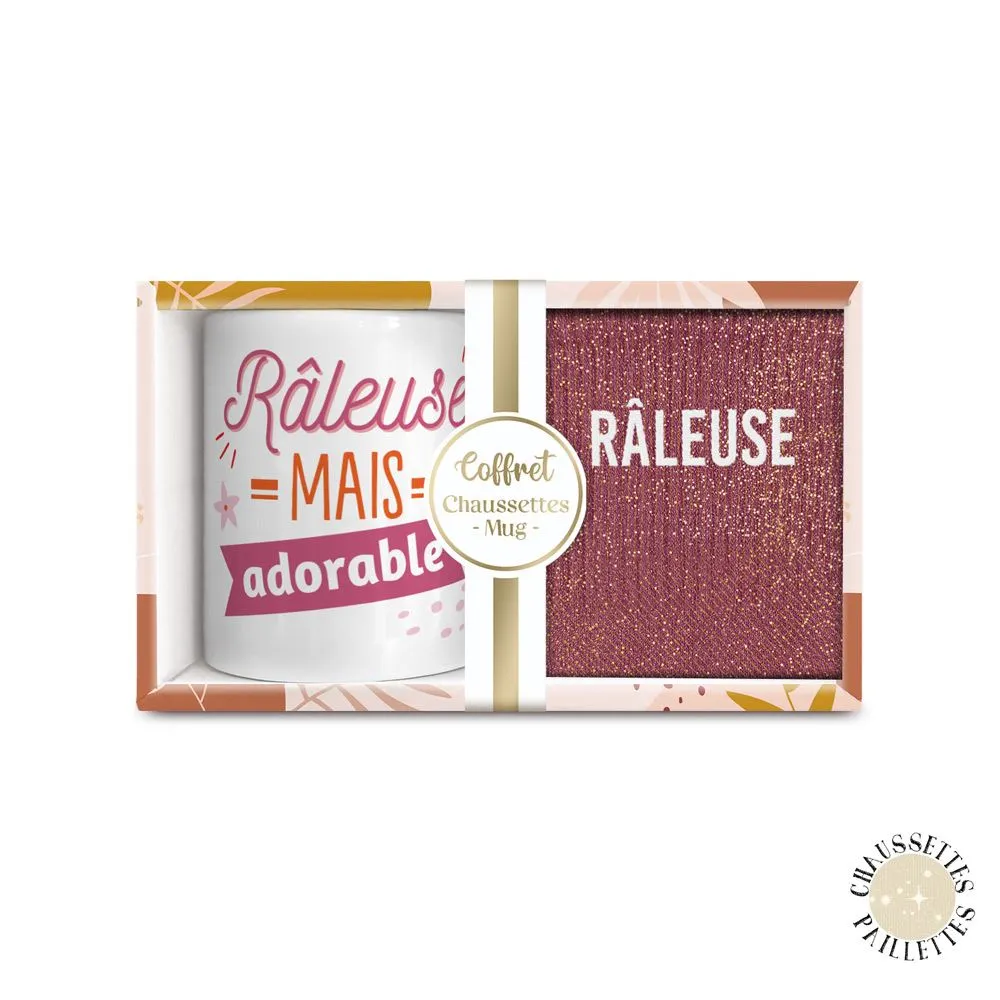 [STC-CD8672V28] Coffret Mug Chaussettes Paillettes Raleuse
