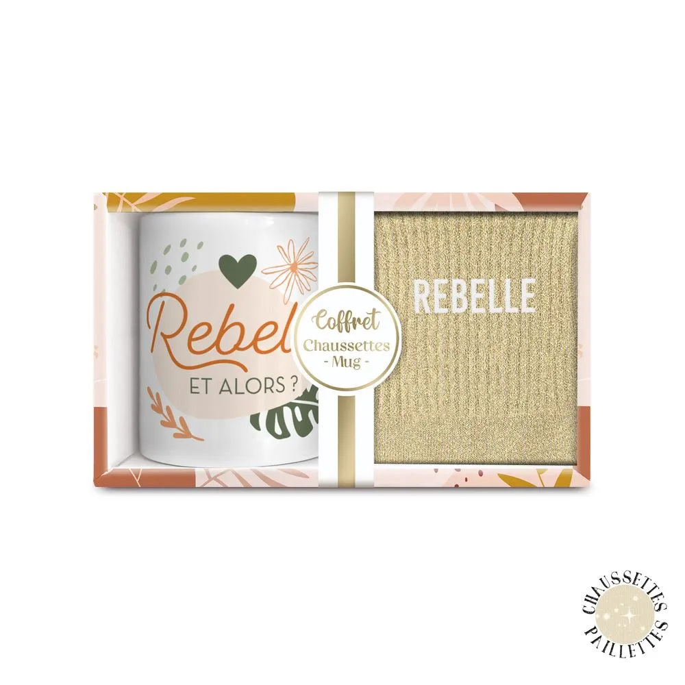 [STC-CD8672V29] Coffret Mug Chaussettes Paillettes Rebelle