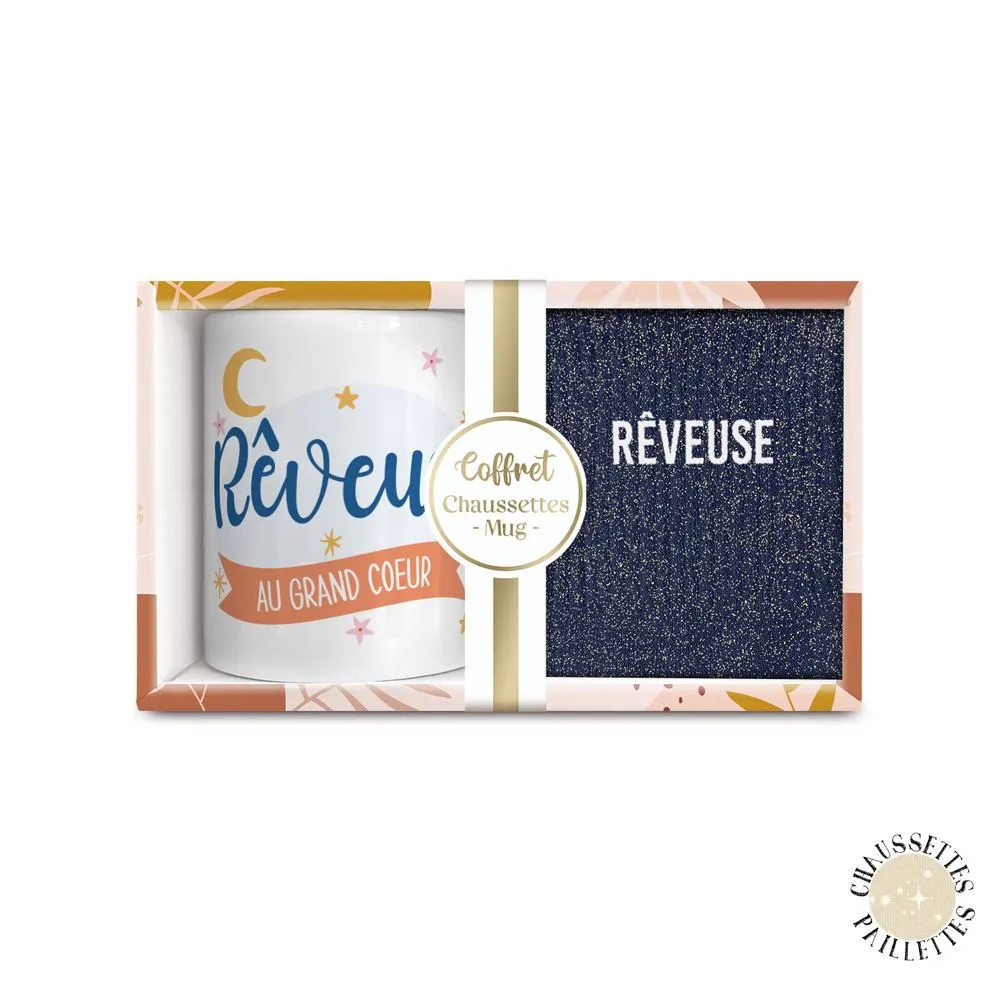Coffret Mug Chaussettes Paillettes Reveuse