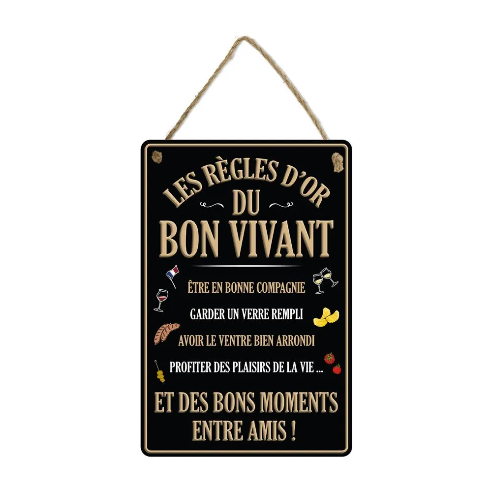 [STC-CD9576] Plaque Metal Regles D Or Bons Vivants