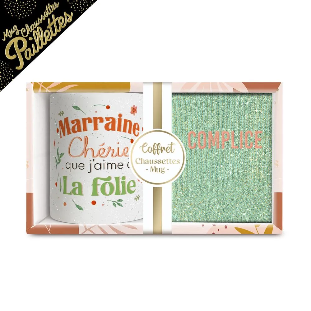 [STC-CD8672BV11] Coffret Mug Chaussettes Paillettes Affectif Complice