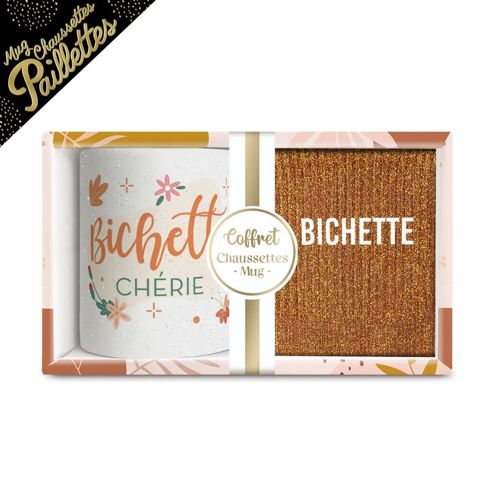 [STC-CD8672BV17] Coffret Mug Chaussettes Paillettes Bichette