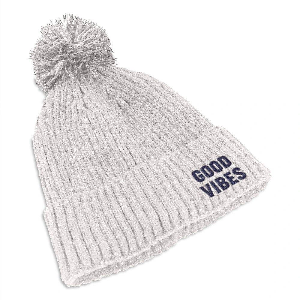 [STC-CD9359V12] Bonnet Paillettes Pompon Good Vibes Gris