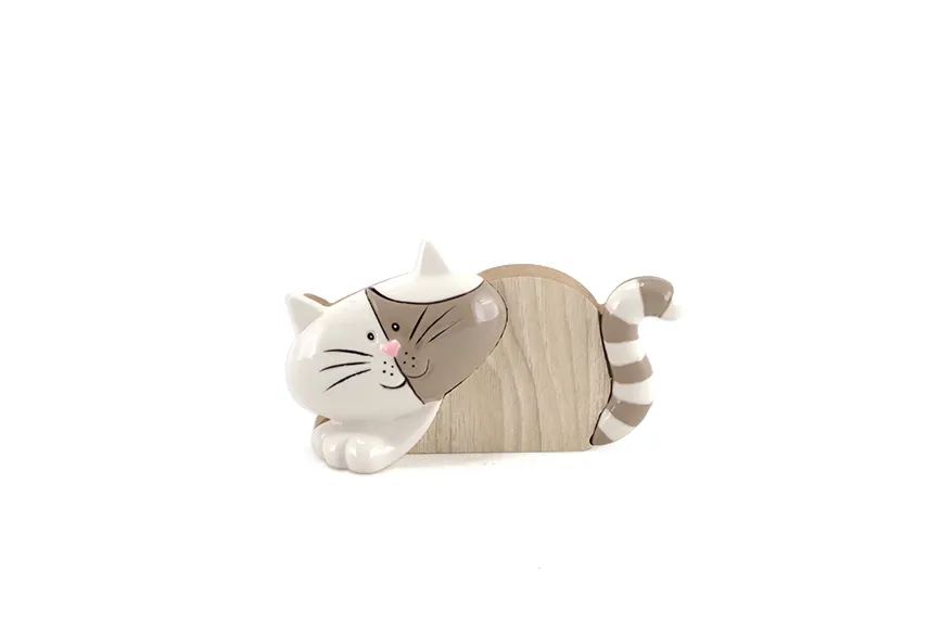 [FAYE016533] Chat Deco Beige Pm 'Cooper' 12.2 X 2.7 X H.6.8 Cm
