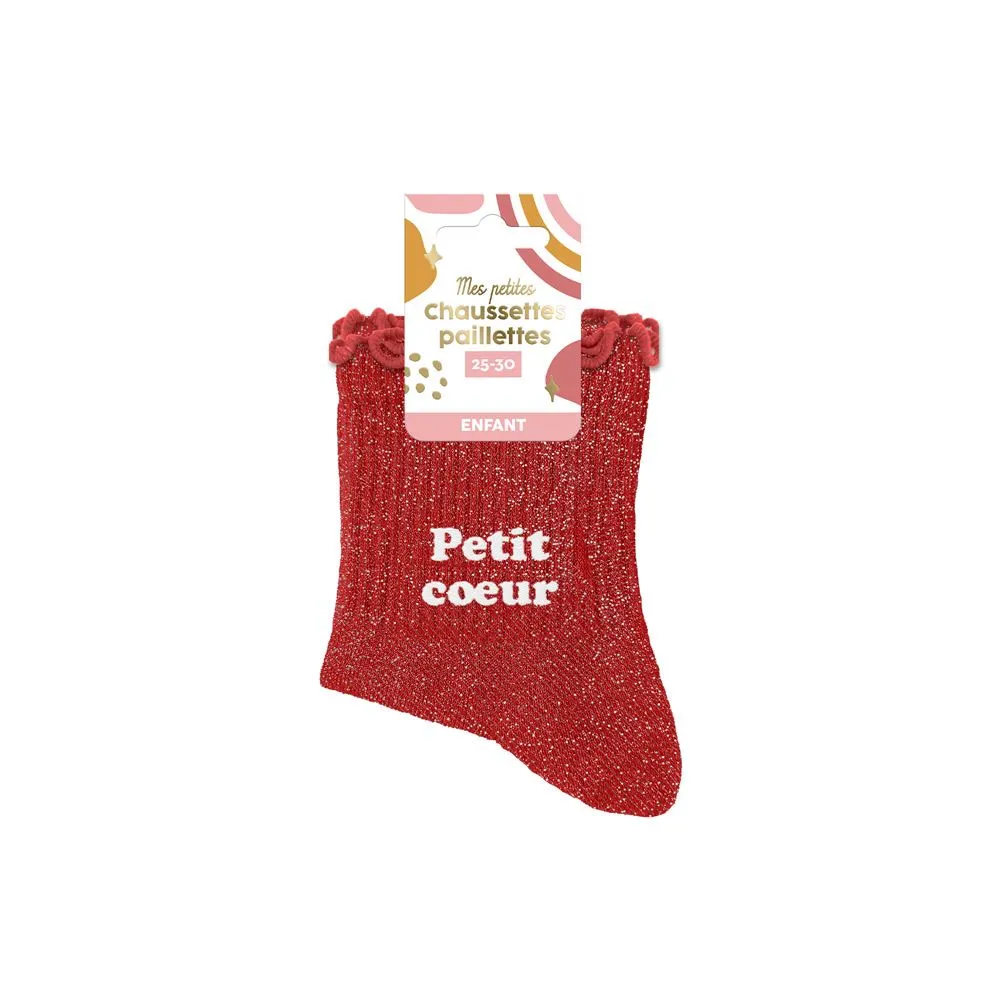 [STC-CD10130V03] Chaussettes Paillettes Enfant Petit Coeur 3-6Ans Fille