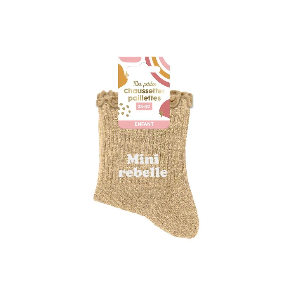 [STC-CD10130V06] Chaussettes Paillettes Enfant Mini Rebelle 3-6Ans Fille
