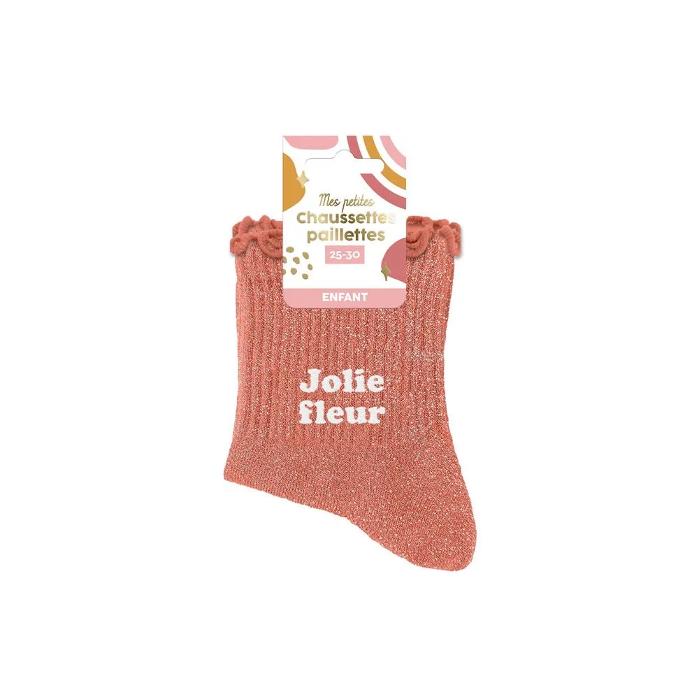 [STC-CD10130V08] Chaussettes Paillettes Enfant Jolie Fleur 3-6Ans Fille