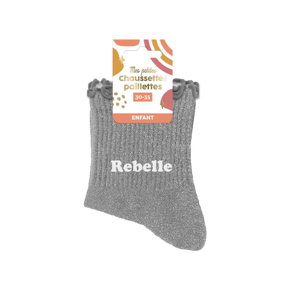 [STC-CD10131V02] Chaussettes Paillettes Enfant Rebelle 6-10Ans Fille