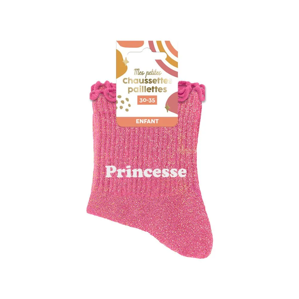 [STC-CD10131V06] Chaussettes Paillettes Enfant Princesse 6-10Ans Fille