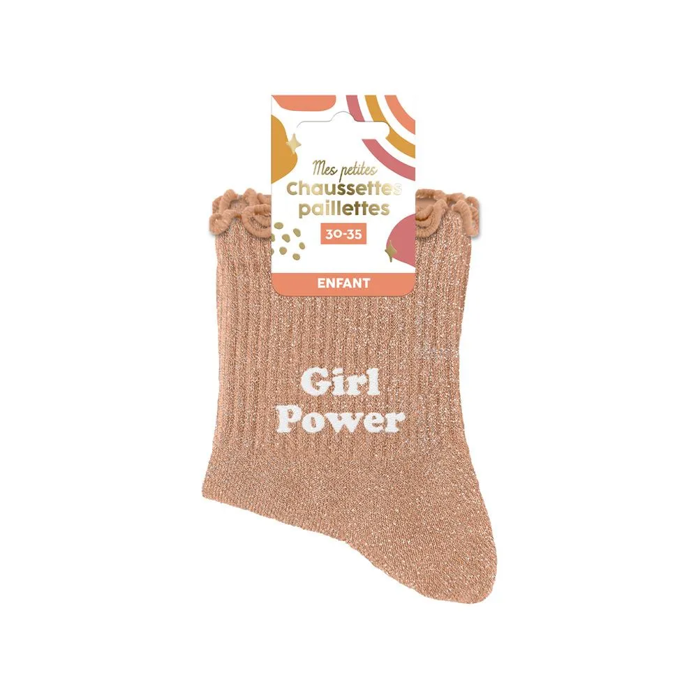 [STC-CD10131V08] Chaussettes Paillettes Enfant Girl Power 6-10Ans Fille