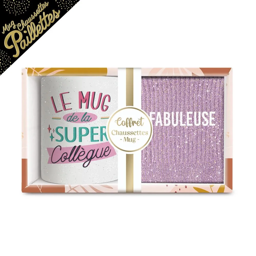[STC-CD8672BV10] Coffret Mug Chaussettes Paillettes Affectif Fabuleuse