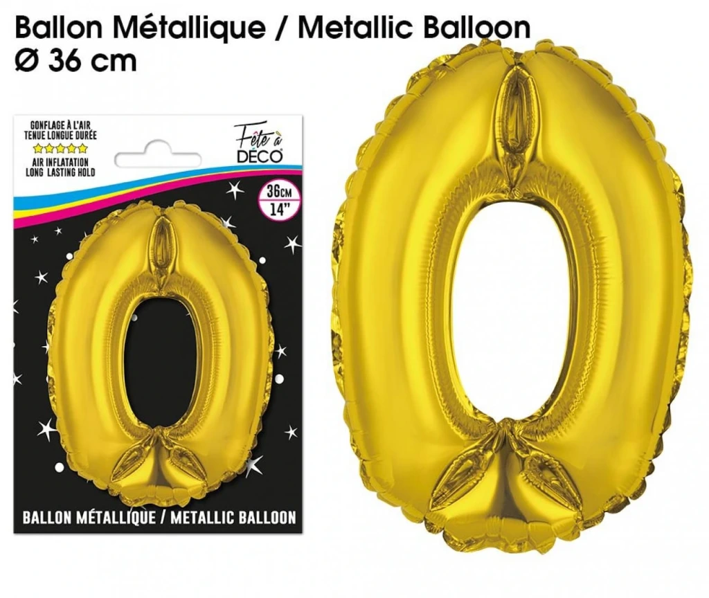 [SURP-BALMORC00] Ballon Metallique Or Chiffre 0
