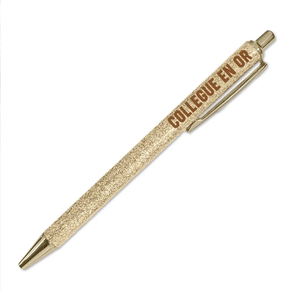 Stylo A Paillettes Dore Collegue En Or