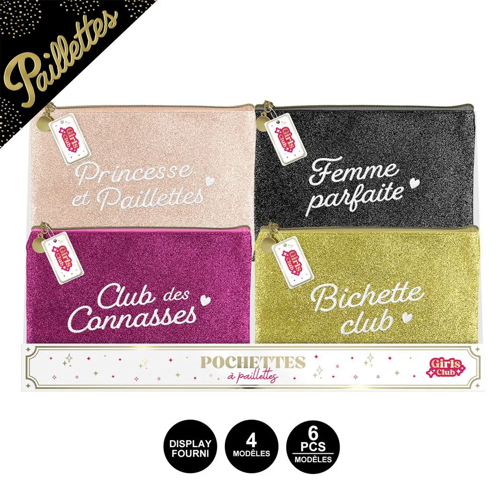 Display Pochettes A Paillettes Brodees 4Mods /24Pcs