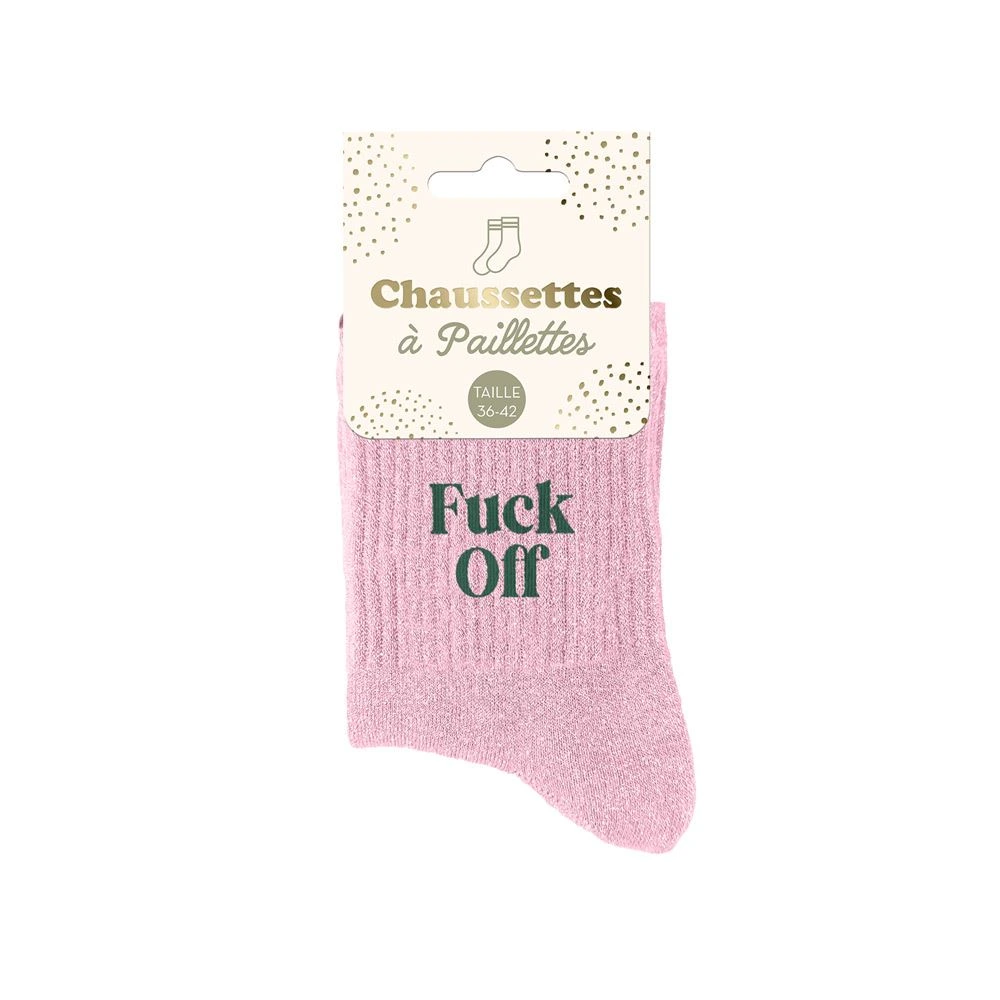 [STC-CD8425V119] Chaussettes Paillettes Fuck Off