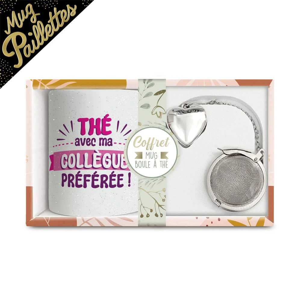 [STC-CD7737B_07] Coffret Mug Boule A The "Collegue" A Paillettes