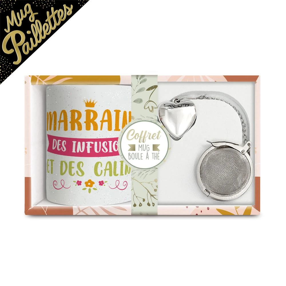 Coffret Mug Boule A The "Marraine A Paillettes
