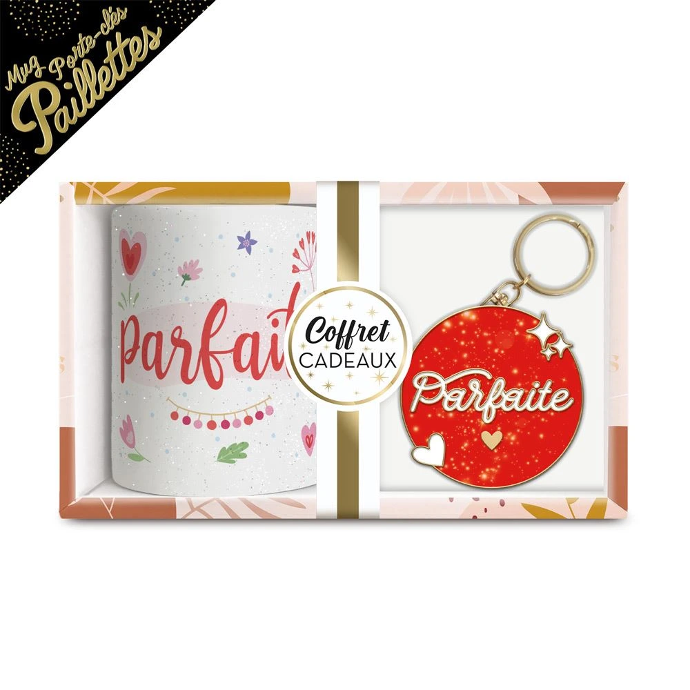 Coffret Mug Porte Cles Paillettes Parfaite