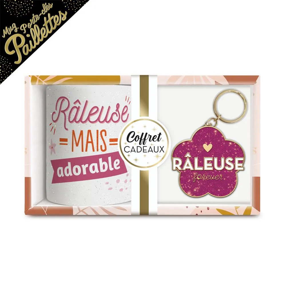 [STC-CD10318BV05] Coffret Mug Porte Cles Paillettes Raleuse