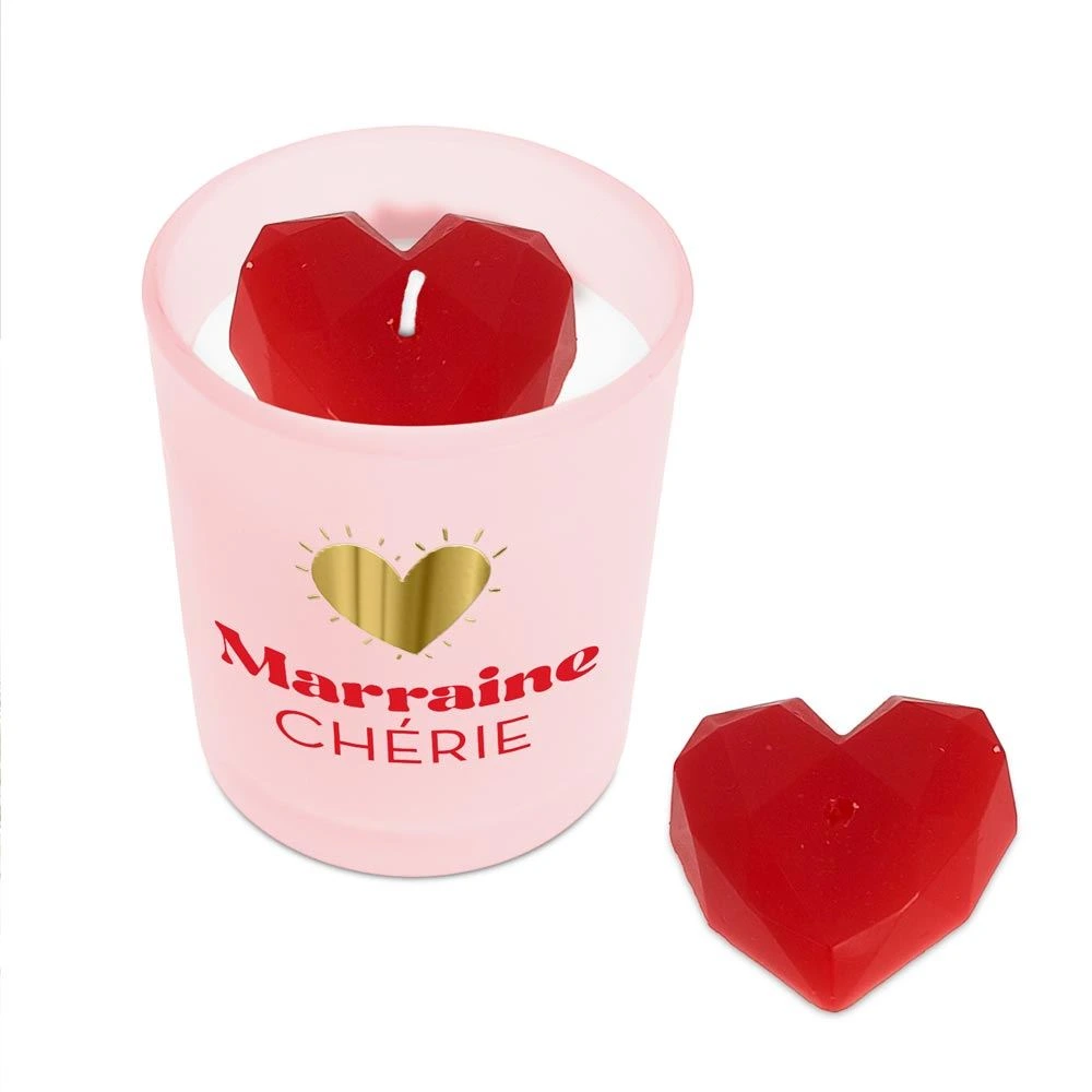Bougie Affective Rose Marraine Cherie