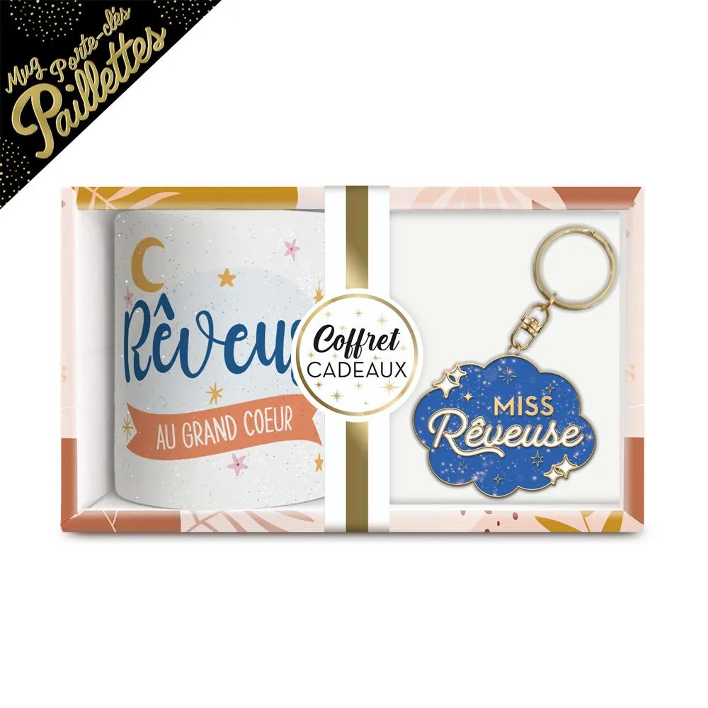 [STC-CD10318BV03] Coffret Mug Porte Cles Paillettes Reveuse