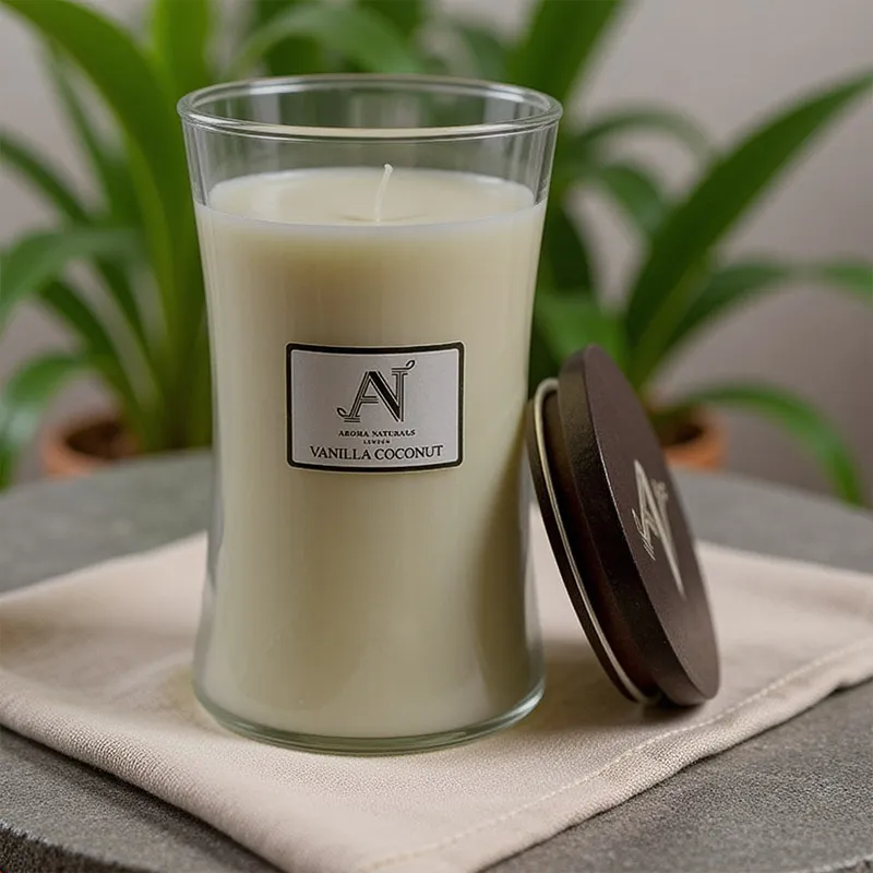 [VDC- ANLCRCM001W] Aroma Naturals Contemporary Candle Vanilla Coconut 607G Medium