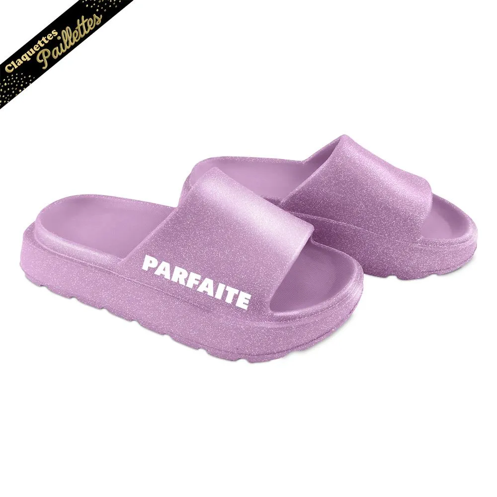 [STC-CD10193-1] Claquettes Paillettes Parfaite Lila (40 - 42)