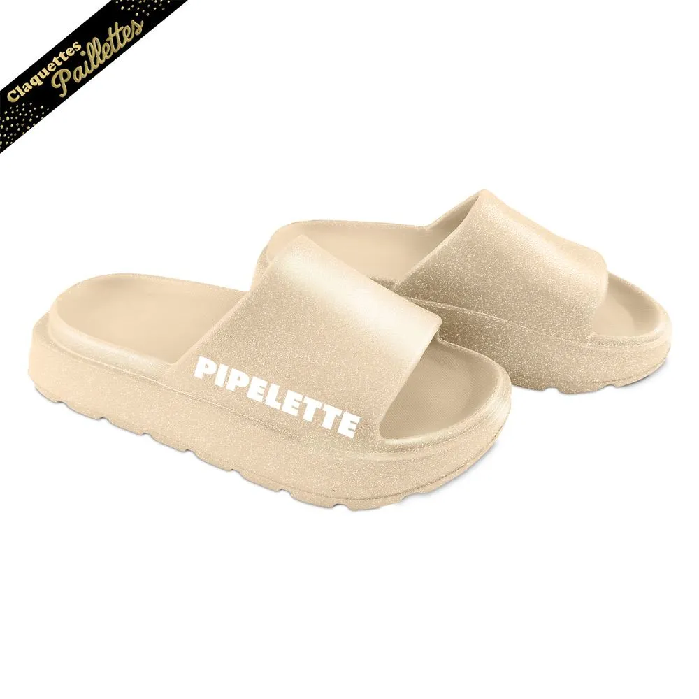 [STC-CD10195-1] Claquettes Paillettes Pipelette Beige (40 - 42)