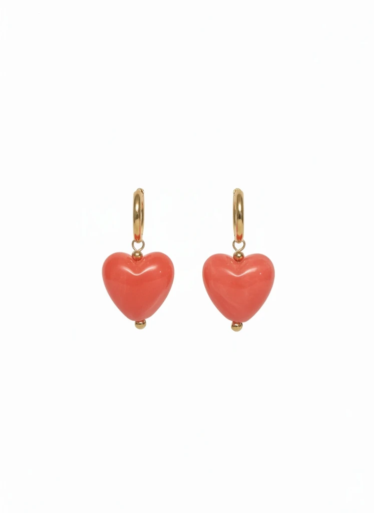 Boucle d'oreille Cœurs Corail