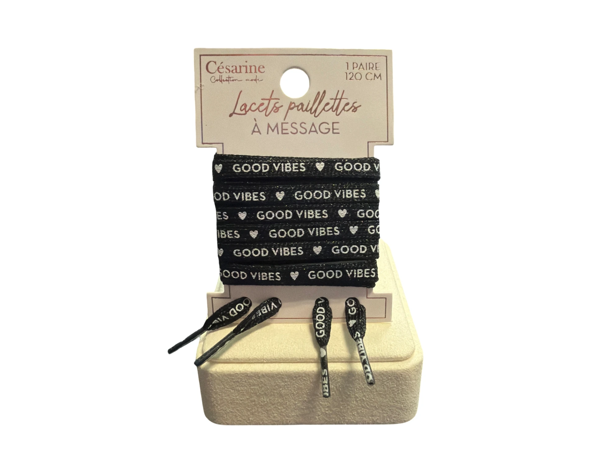 [STC-CD10500-1] Lacets paillettes Good vibes