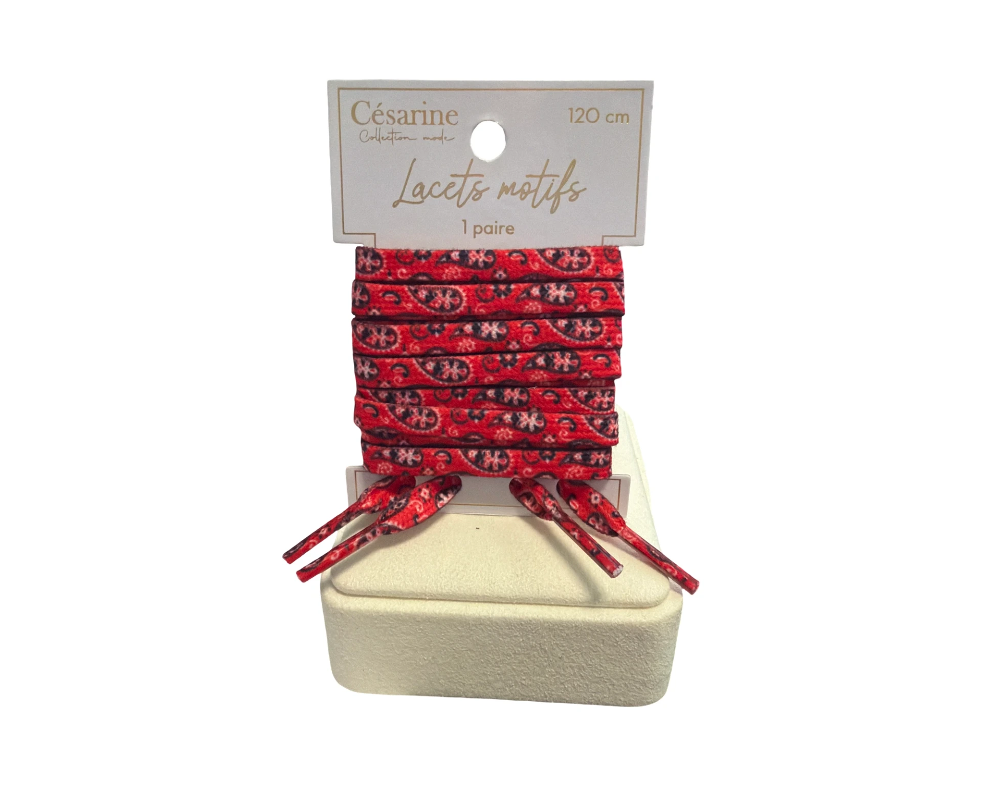 [STC-CD10174-1] Lacets motif rouge