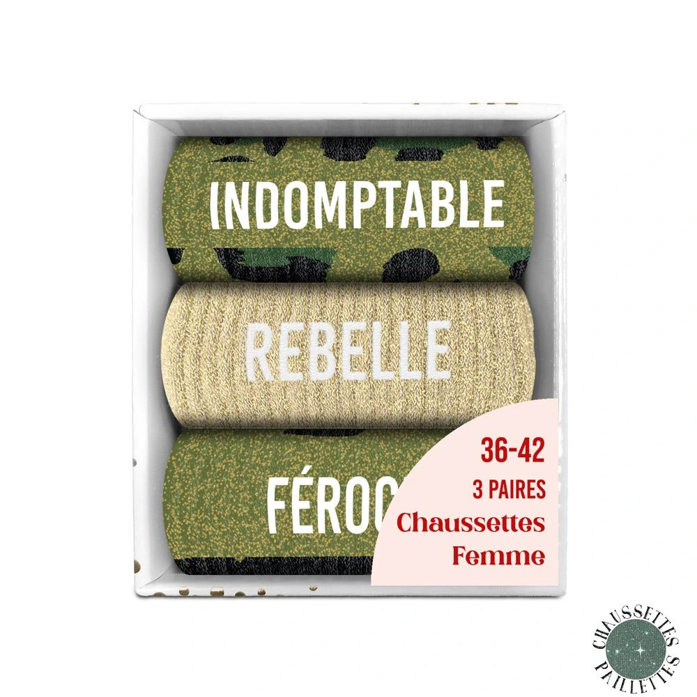 [STC-CD10058V42] Coffret trio chaussettes paillettes indomptable