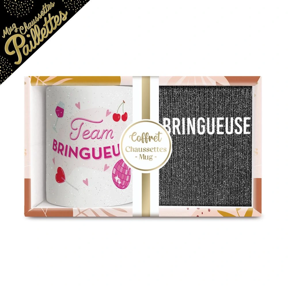 [STC-CD8672BV18] Coffret Mug Chaussettes Paillettes Bringueuse
