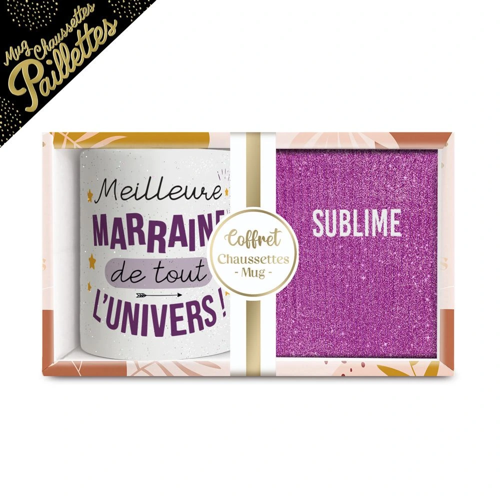 [STC-CD8672BV09] Coffret Mug Chaussettes Paillettes Affectif Sublime