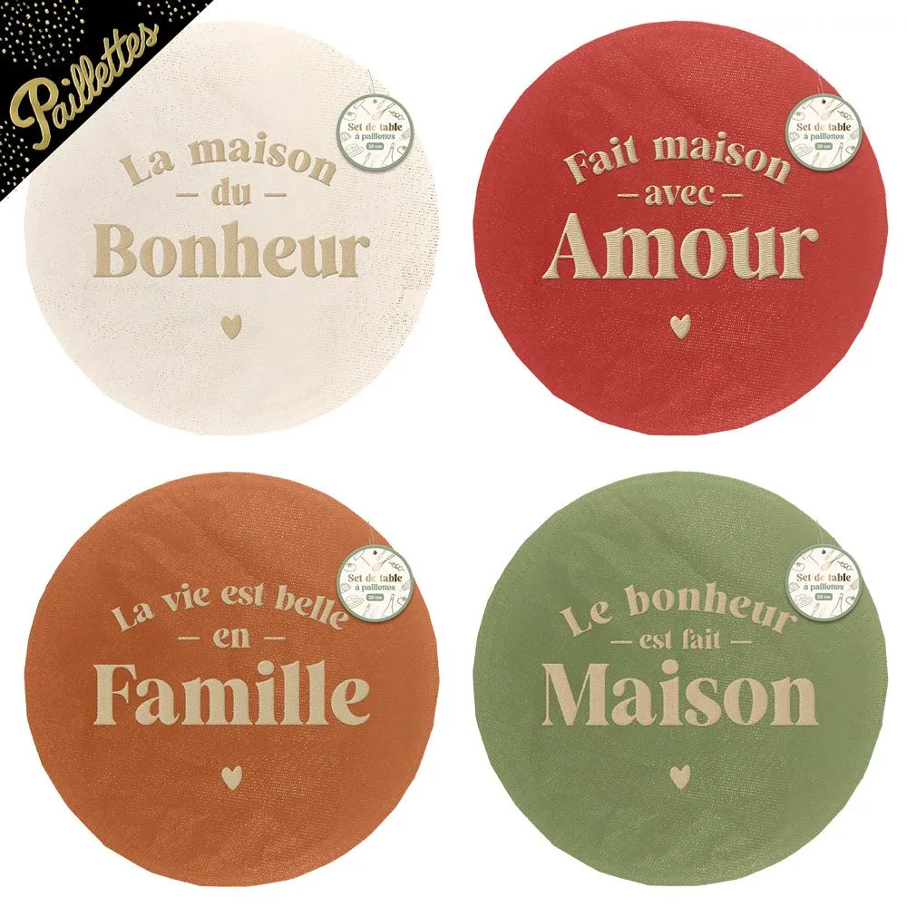 [STC-CD10493] Set De Table A Paillettes Brodes 4Mods /48Pcs