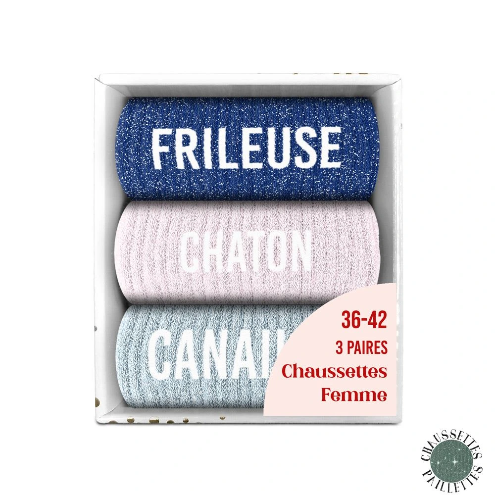 [STC-CD10058V41] Coffret Trio chaussettes Paillettes Frileuse