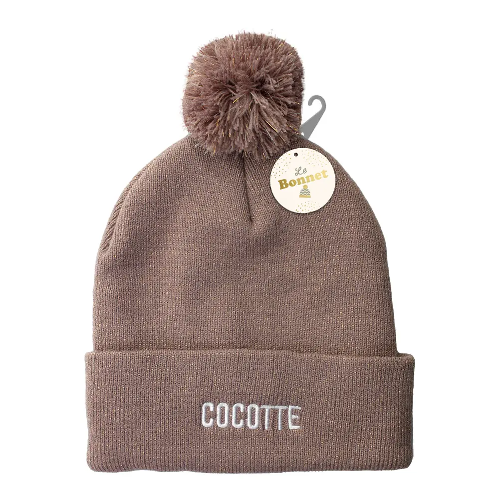 [STC-CD8422V01] Bonnet pompon paillettes "cocotte"
